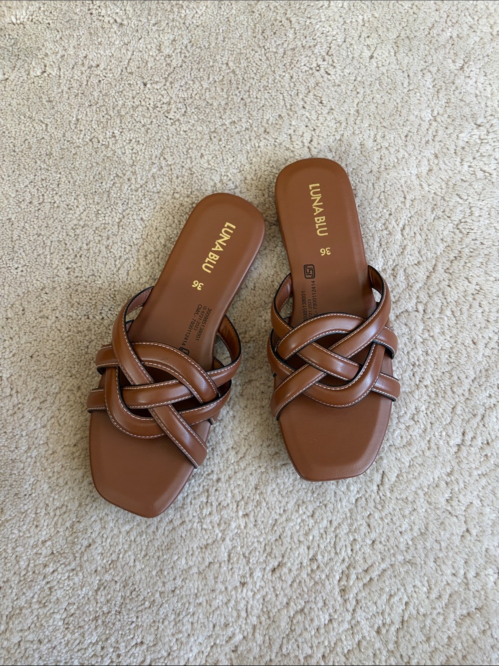 Luna Blu Women's Brown Knot Slide Sandals Size 36 EU